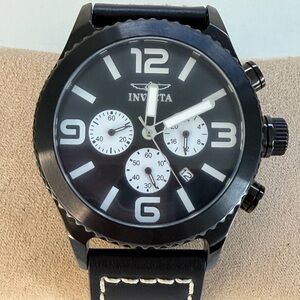 Invicta Black and White Stainless Chronograph Watch